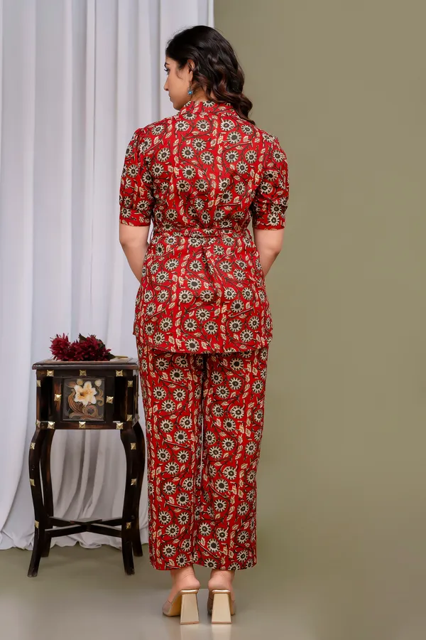 Maroon_Printed_Regular_Fit_Solid_Cotton_Co-Ords_Set_For_Women