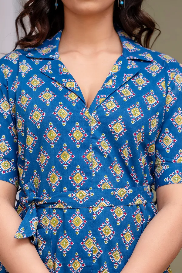 Blue_Printed_Regular_Fit_Solid_Cotton_Co-Ords_Set_For_Women