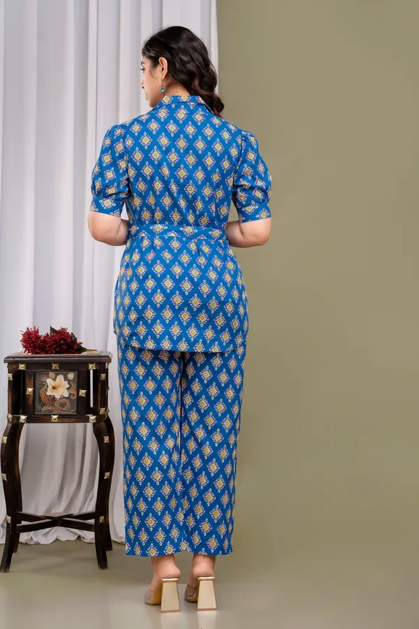 Blue_Printed_Regular_Fit_Solid_Cotton_Co-Ords_Set_For_Women
