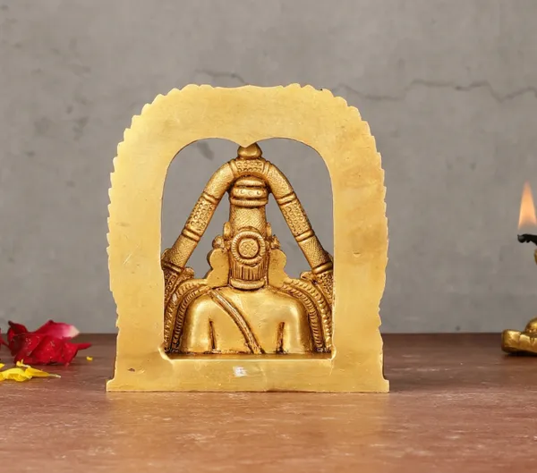 Golden_Handcrafted_Superfine_Brass_Shree_Tirupati_Balaji_Darbaar,_Shree_Venkateshwara_With_Maa_Padma_Idol_(10_X_4_X_10_Cm)