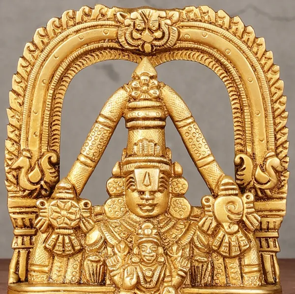 Golden_Handcrafted_Superfine_Brass_Shree_Tirupati_Balaji_Darbaar,_Shree_Venkateshwara_With_Maa_Padma_Idol_(10_X_4_X_10_Cm)