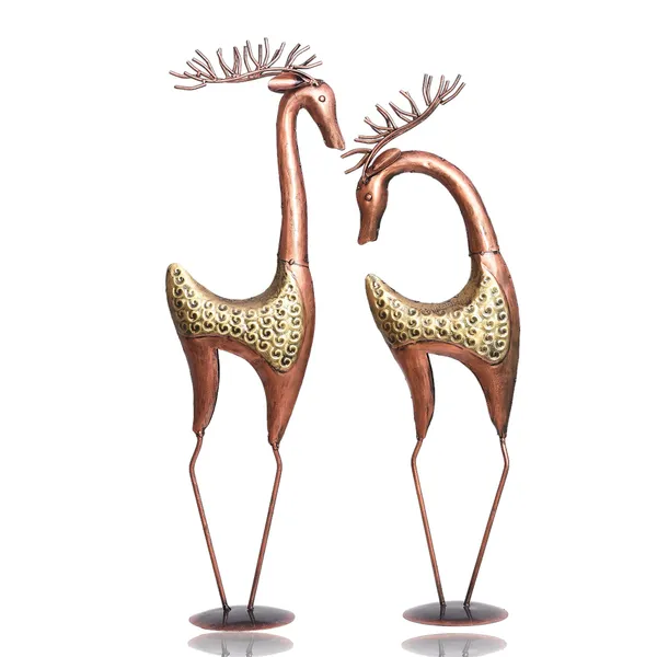 Copper_Handcrafted_Reindeer_Couple_Figurine_|_For_Home_&_Office_Decoration_|_(20_X_15_X_82_Cm)