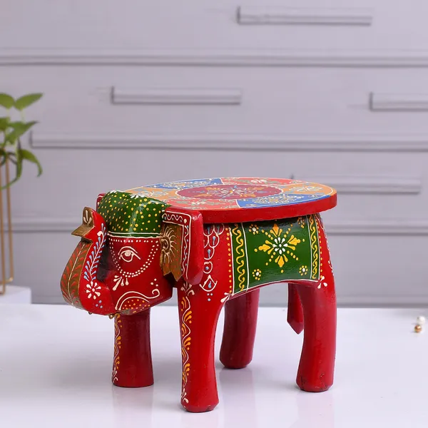 Red_Mandala-_Hand_Painted_Wooden_Elephant_Shaped_Stool_|_For_Home_&_Office_Decoration