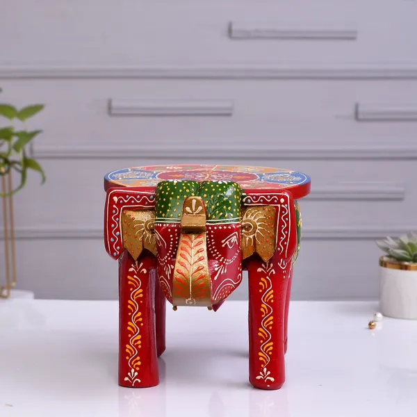 Red_Mandala-_Hand_Painted_Wooden_Elephant_Shaped_Stool_|_For_Home_&_Office_Decoration