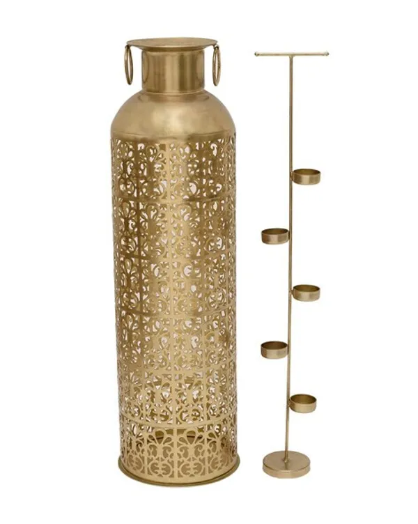 Golden_Netted_Bronze_Textured_Standing_Metal_Tea_Light_Holder_Ambient_Floor_Lamp_(Set_Of_3)_(107_X_23_X_7_Cm)
