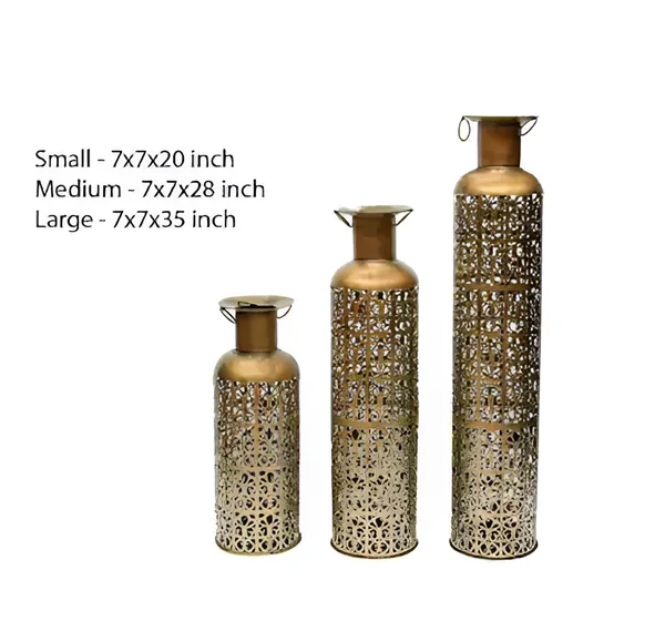 Golden_Netted_Bronze_Textured_Standing_Metal_Tea_Light_Holder_Ambient_Floor_Lamp_(Set_Of_3)_(107_X_23_X_7_Cm)