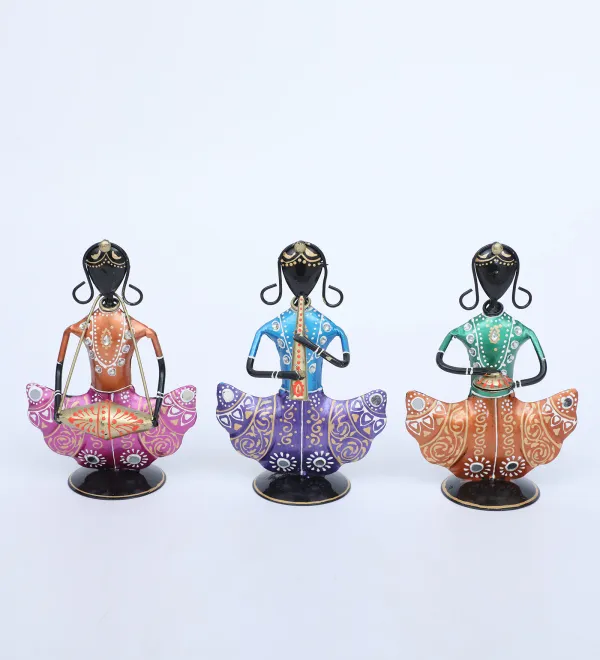 Motley_Lady_Doll_Handpainted_Iron_Figurines_Playing_Music_In_Sitting_Posture_(Set_Of_3)_(37_X_20_X_7_Cm)