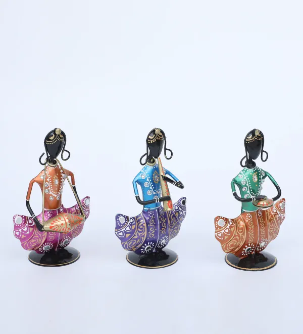 Motley_Lady_Doll_Handpainted_Iron_Figurines_Playing_Music_In_Sitting_Posture_(Set_Of_3)_(37_X_20_X_7_Cm)