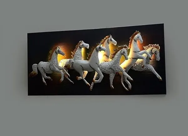 White_Anti_Rust,_Wooden_Backdrop_Seven_Galloping_Mighty_Horses_Wall_Mount_Metal_Wall_Decor_(133_X_63_X_12_Cm)