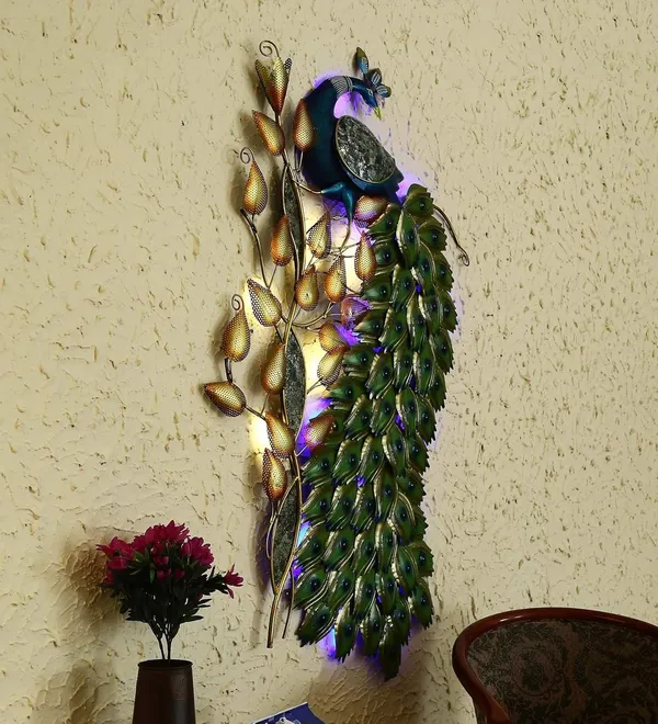 Green_&_Golden_Iron_Backlit_Novelty_Peacock_Wallmount_With_Long_Tail_(165_X_104_X_9_Cm)