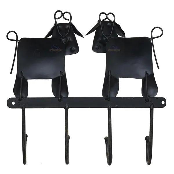 Multicolor_Two_Overlooking_Cows_Key_Holder_With_Handpainted_Saddles_And_Curved_Hornes_(27_X_20_X_5_Cm)