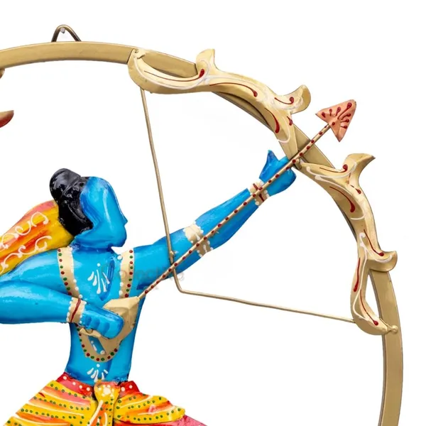 Multicolor_Lord_Shree_Ram_Raising_Dhanush_Metal_Wall_Art_In_Warrior_Form_With_Sun_In_The_Background_(48_X_48_X_5_Cm)