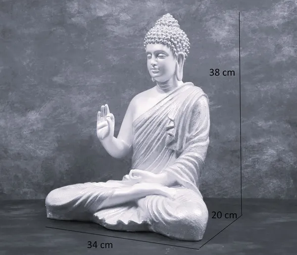 White_&_Black_Meditating_Blessing_Buddha_Resin_Statue_(37_X_22_X_10_Cm)