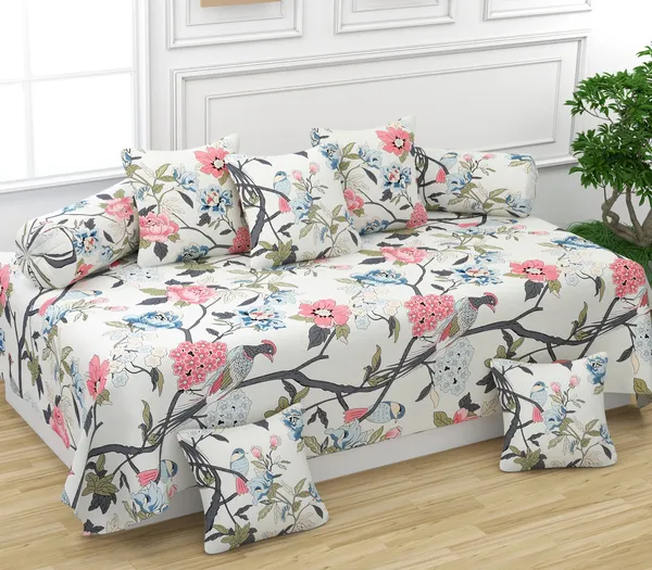 Super_Soft_Glace_Cotton_Leafy_Gardens_Diwan_Set_For_Living_Room,_Diwan_Set_Covers_Cotton,_8Pc-_Chirping_Birds