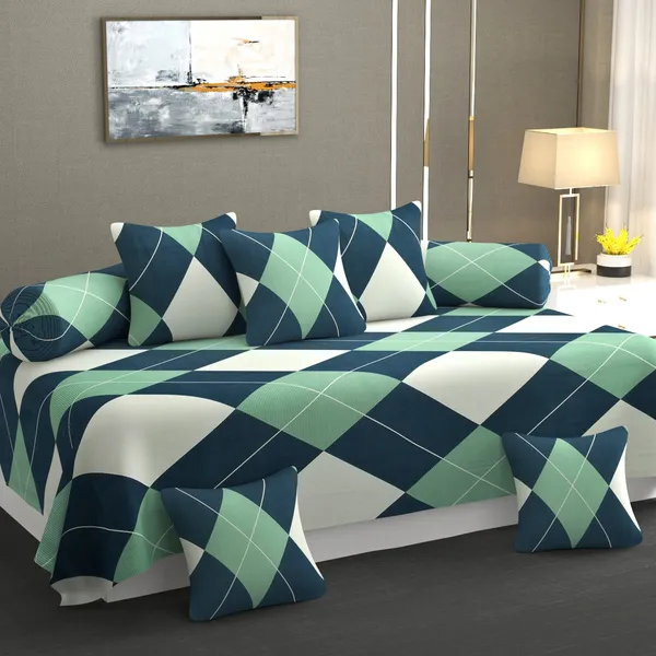 Super_Soft_Glace_Cotton_Early_Teenage_Prints_Diwan_Set_For_Living_Room,_Diwan_Set_Covers_Cotton,_8Pc-_Uniform_Checks.
