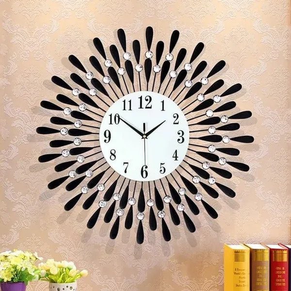 Diamonds_Metallic_Wall_Clock_Black