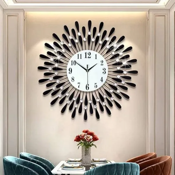 Diamonds_Metallic_Wall_Clock_Black