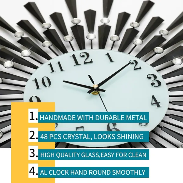 Diamonds_Striking_Metallic_Wall_Clock_Black