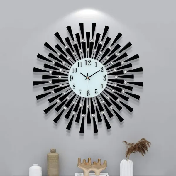 Diamonds_Striking_Metallic_Wall_Clock_Black