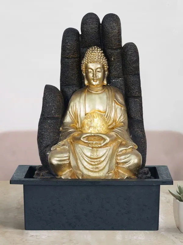 Metallic_Indoor_Buddha_Blessing_Hand_Tabletop_Waterfall_(27_X_27_X_42_Cm)
