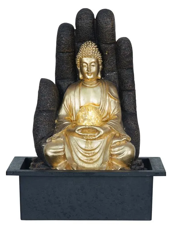 Metallic_Indoor_Buddha_Blessing_Hand_Tabletop_Waterfall_(27_X_27_X_42_Cm)