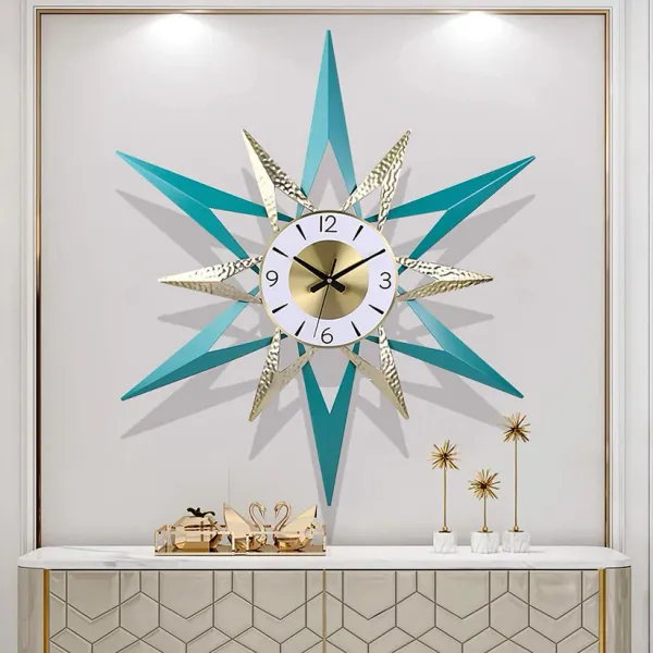 Wall_Clock_3D_Mid-Century_Starburst_Design-_Skyblue