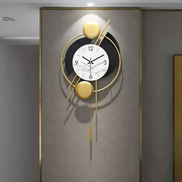 White_&_Black_Abstract_Moon_Shaped_Wall_Clock