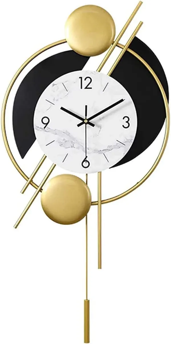 White_&_Black_Abstract_Moon_Shaped_Wall_Clock