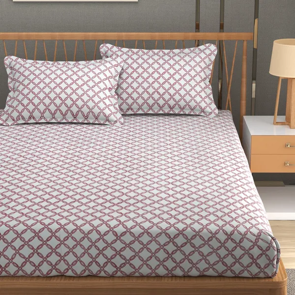 DHAANYA_ELASTIC_FITTED_DOUBLE_BED_SUPER_SOFT_GLACE_COTTON_SET_OF_3_(1_BEDSHEET,_2_PILLOW_COVERS)_OSCAR-_GEOMETRICAL_PRINTS-_ENTANGLED_CIRCLES