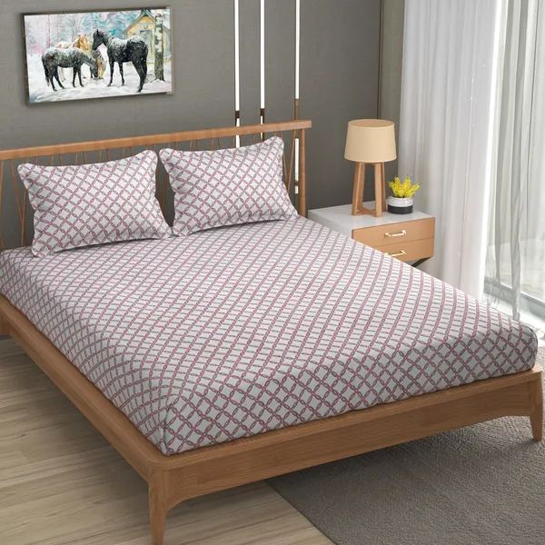 DHAANYA_ELASTIC_FITTED_DOUBLE_BED_SUPER_SOFT_GLACE_COTTON_SET_OF_3_(1_BEDSHEET,_2_PILLOW_COVERS)_OSCAR-_GEOMETRICAL_PRINTS-_ENTANGLED_CIRCLES