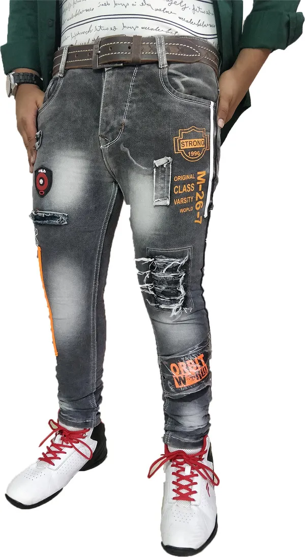 Dark_Grey_Cotton_Blend_Slim_Fit_Jeans_For_Men_With_Diagonal_Pocket