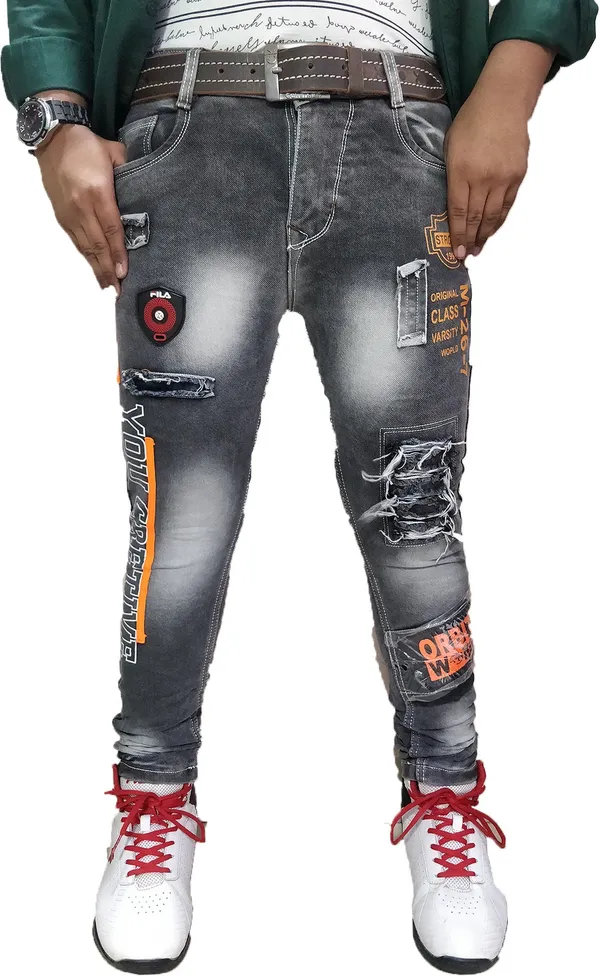 Dark_Grey_Cotton_Blend_Slim_Fit_Jeans_For_Men_With_Diagonal_Pocket