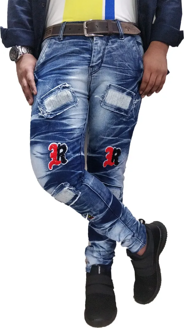Light_Blue_Cotton_Blend_Slim_Fit_Jeans_For_Men_With_Diagonal_Pocket