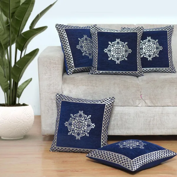 Set_Of_5_Blue_Velvet_Cushion_Covers_|_Floral_Covers_For_Sofa_&_Couch