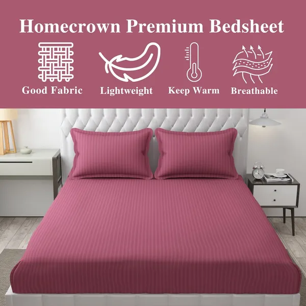 Onion_Pink_Microfiber_Soft_Cotton_King_Size_Double_Bedsheet_Set_With_2_Pillow_Covers__Satin_Striped_Ideal_Hotels_And_Guest_Rooms