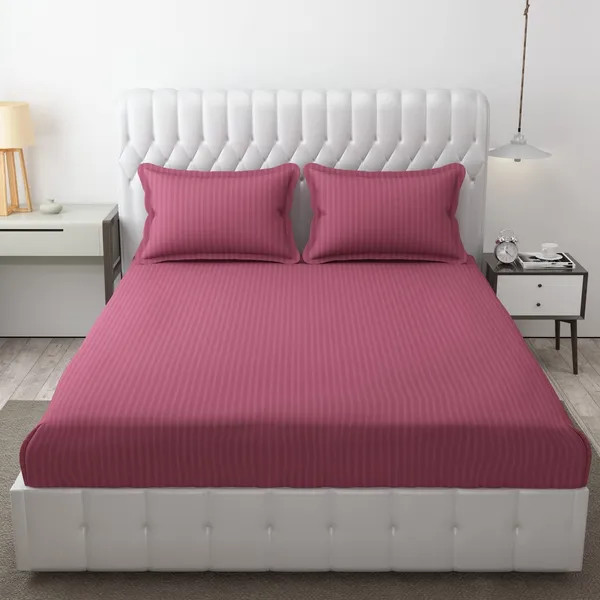 Onion_Pink_Microfiber_Soft_Cotton_King_Size_Double_Bedsheet_Set_With_2_Pillow_Covers__Satin_Striped_Ideal_Hotels_And_Guest_Rooms
