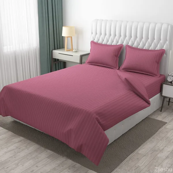 Onion_Pink_Microfiber_Soft_Cotton_King_Size_Double_Bedsheet_Set_With_2_Pillow_Covers__Satin_Striped_Ideal_Hotels_And_Guest_Rooms
