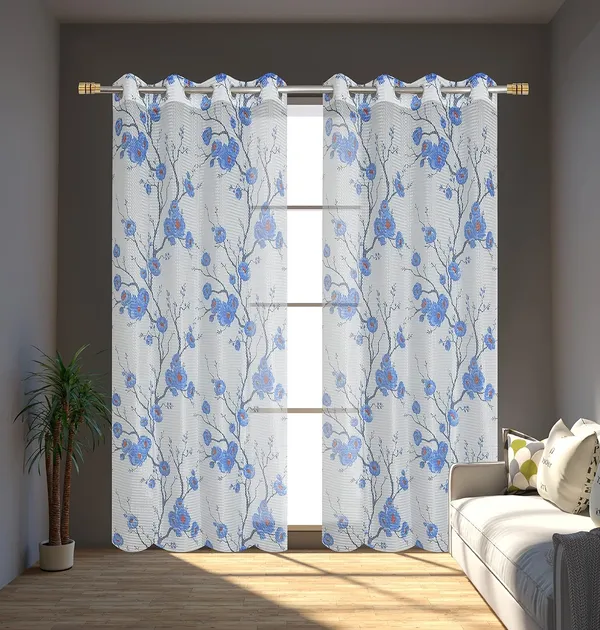 Set_Of_2_Aqua_Tissue_Net_Floral_Curtains_|_For_Living_Room_Bedroom_Offices