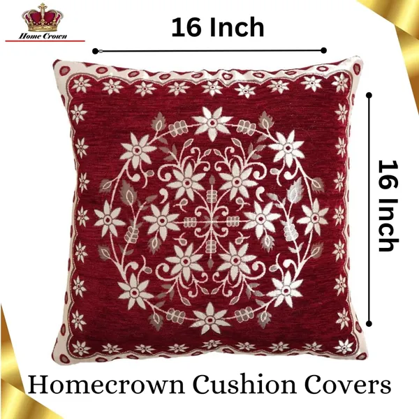 Set_Of_5_Red_Velvet_Cushion_Covers_|_Floral_Covers_For_Sofa_&_Couch