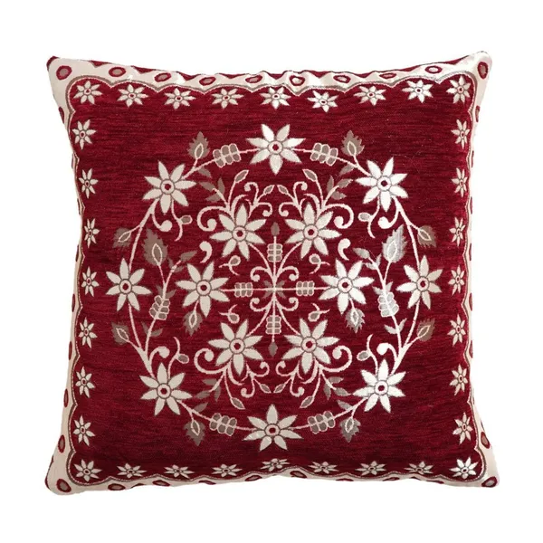 Set_Of_5_Red_Velvet_Cushion_Covers_|_Floral_Covers_For_Sofa_&_Couch