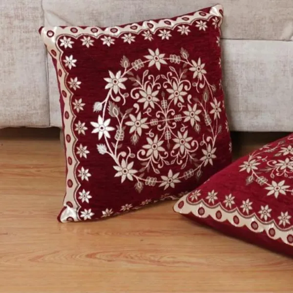 Set_Of_5_Red_Velvet_Cushion_Covers_|_Floral_Covers_For_Sofa_&_Couch