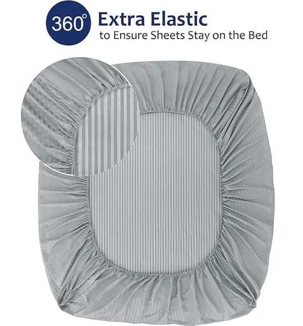 Grey_Cotton_Double_Bedsheet_With_2_Pillow_Covers_|_Striped_Elastic_Fitted_For_Home_&_Hotels