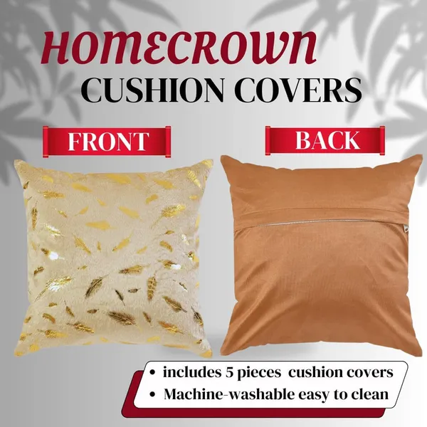 Set_Of_5_Beige_Soft_Velvet_Fabric_Feather_Print_Decorative_Faux_Fur_Cushion_Covers_For_Couch_Sofa_Bed