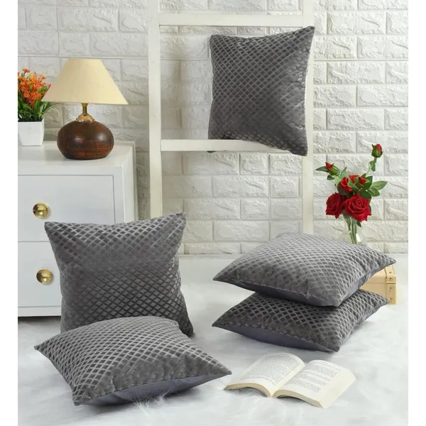 Set_Of_5_Grey_Soft_Velvet_Cushion_Covers_|_For_Sofa_&_Couch