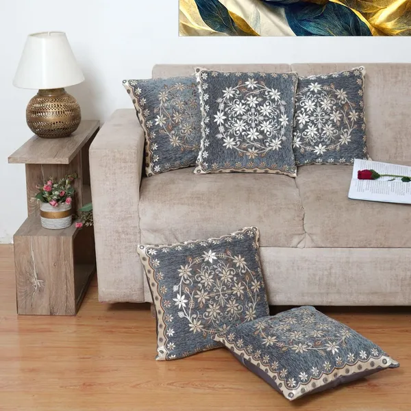 Set_Of_5_Grey_Velvet_Cushion_Covers_Floral_Decorative_Throw_Pillow_Covers_For_Sofa_Couch_Bed_And_Living_Room