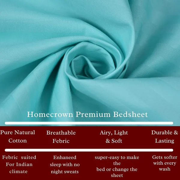Sky_Blue_Microfiber_Soft_Cotton_King_Size_Double_Bedsheet_Set_With_2_Pillow_Covers__Satin_Striped_Ideal_Hotels_And_Guest_Rooms