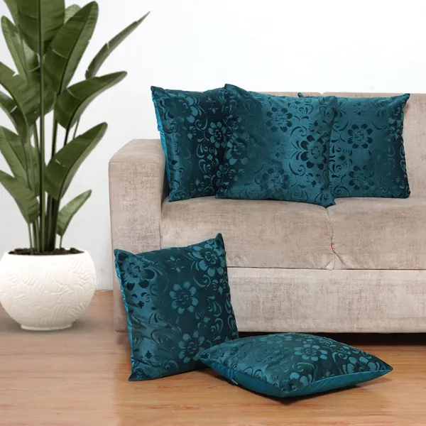 Set_Of_5_Blue_Velvet_Floral_Cushion_Covers_Decorative_Throw_Pillow_Covers_For_Sofa_Couch_Bed_And_Living_Room