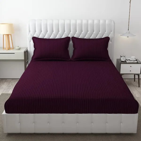 Wine_Microfiber_Soft_Cotton_King_Size_Double_Bedsheet_Set_With_2_Pillow_Covers_Satin_Striped_Ideal_Hotels_And_Guest_Rooms