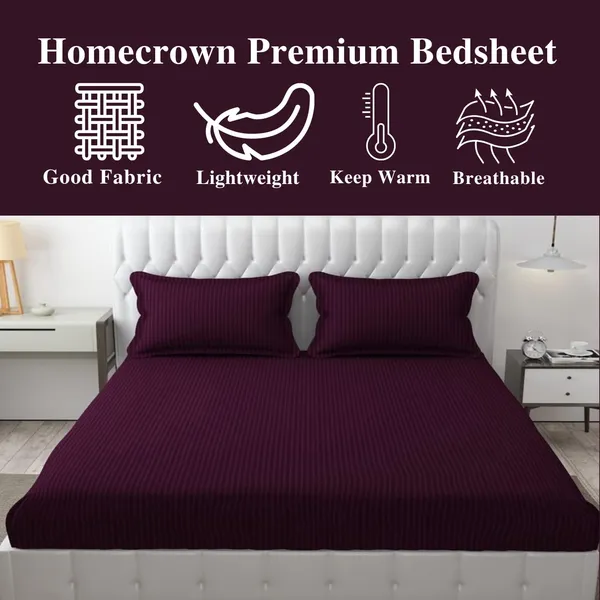 Wine_Microfiber_Soft_Cotton_King_Size_Double_Bedsheet_Set_With_2_Pillow_Covers_Satin_Striped_Ideal_Hotels_And_Guest_Rooms