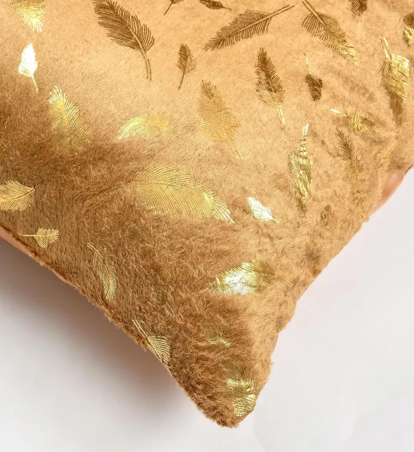 Set_Of_5_Golden__Velvet_Cushion_Covers_|_Soft_Faux_Fur_Covers_With_Feather_Print_|_For_Sofa_&_Couch